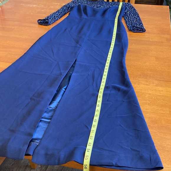 ML Monique Lhuillier Womens Size 2 Navy Blue Sequin Maxi Formal Ball Gown Dress - Picture 13 of 15